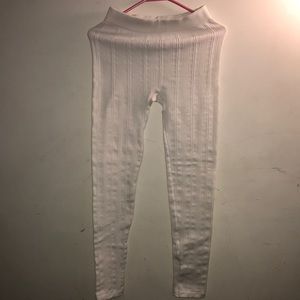 Fleece white leggings